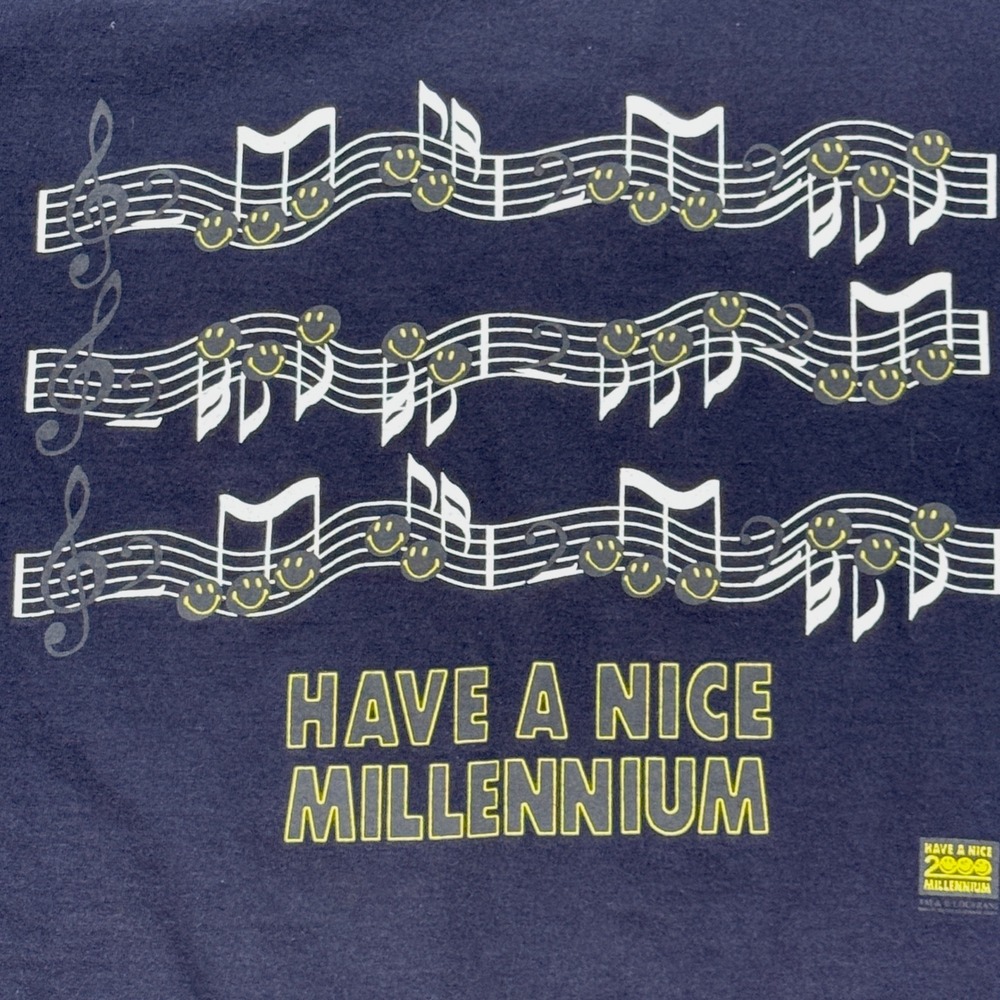 College Ware USA T-Shirt Mens Large Navy Have a Nice Millennium Vintage Style